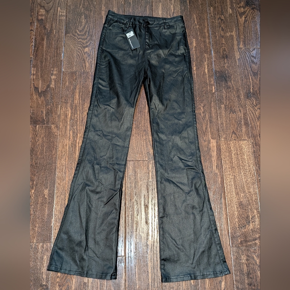 Appetloth A Boutique Flared Jeans Shiny Denim (Faux Leather Look)